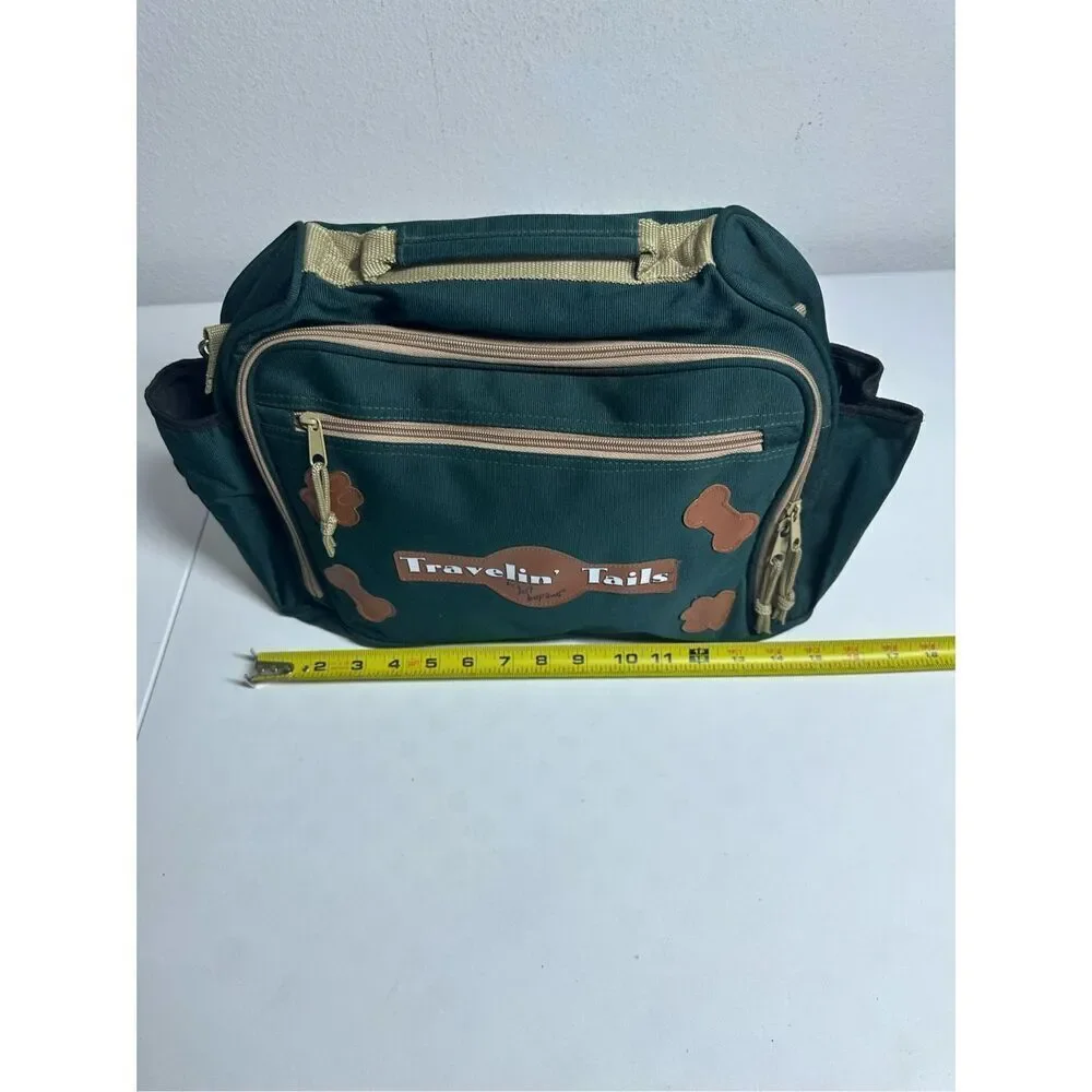 Travelin' Tales by Just Bepaws Pet Travel Bag Green Brown Tan 15
